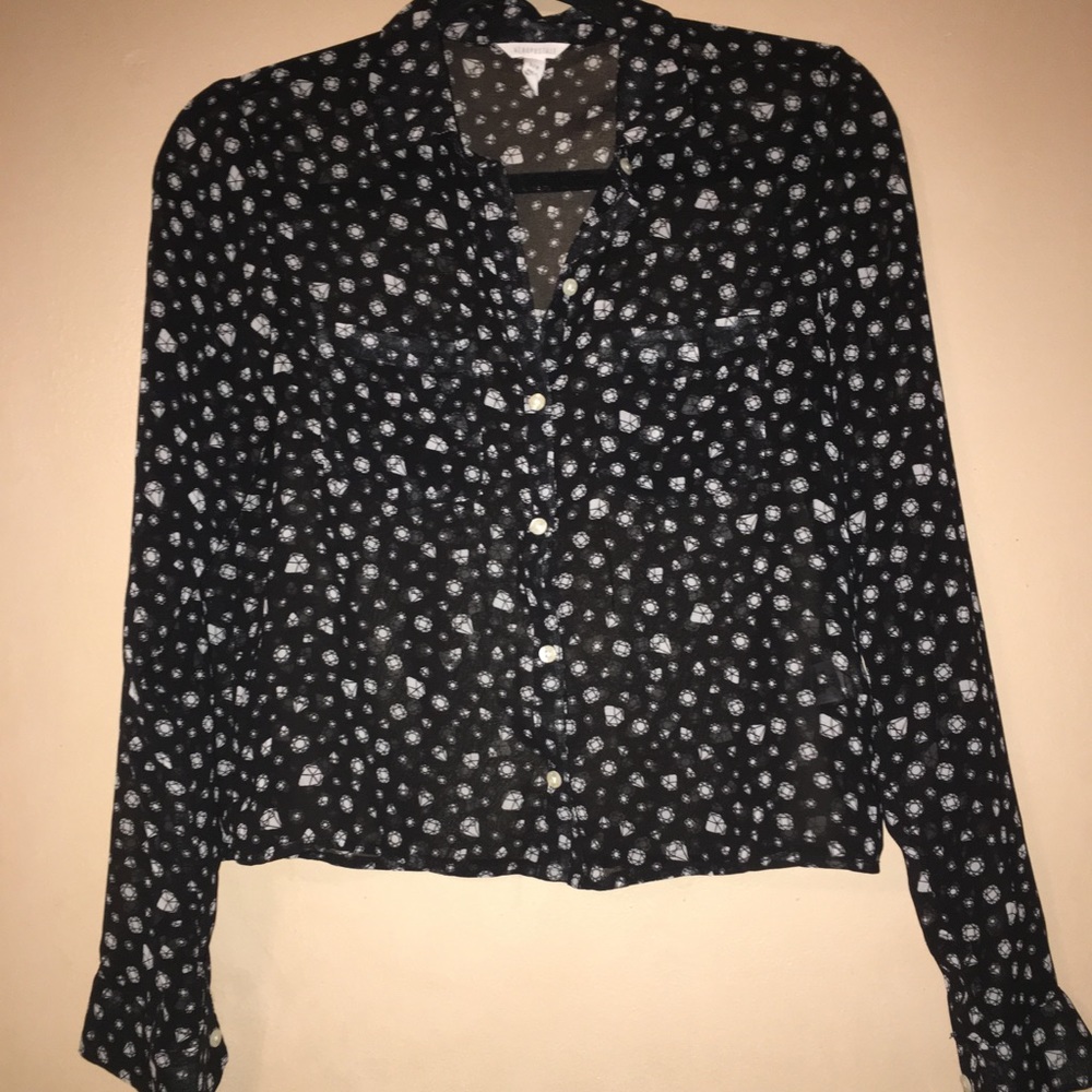 🌸3 for $12🌸 Sheer Black Button Up